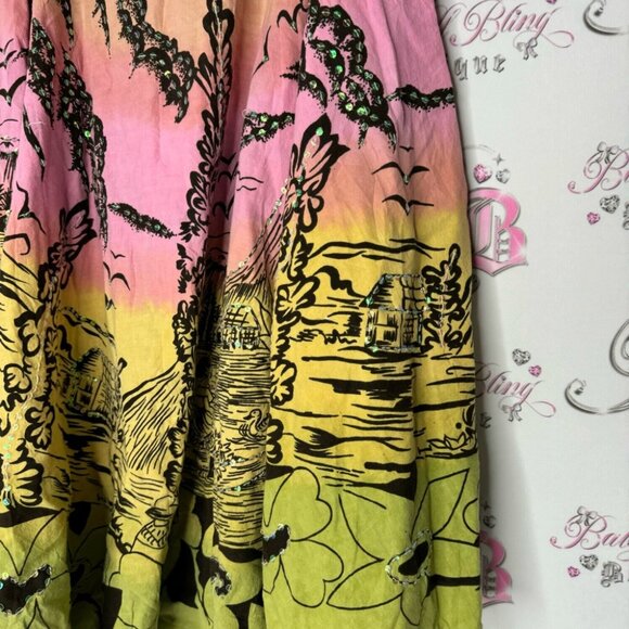 RDI Hawaii skirt sequin ombré pink orange yellow green sparkly shimmer volcano - Picture 7 of 15